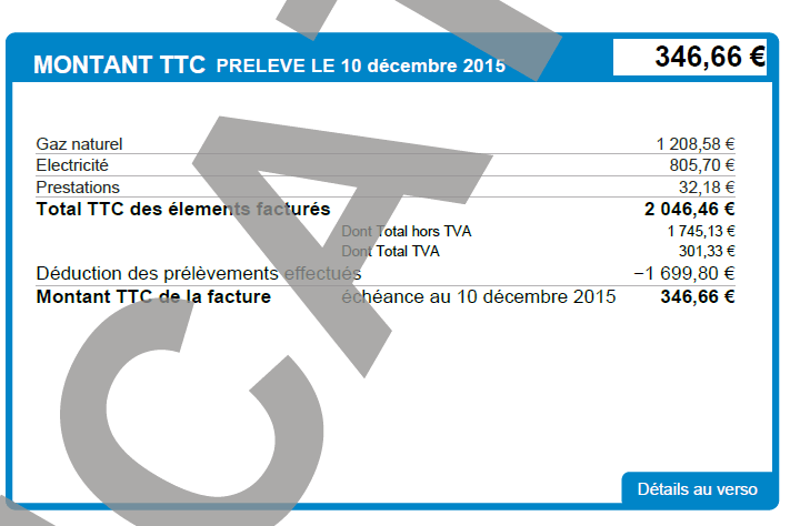 Exemple d'une facture mensuelle