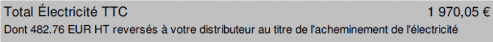 Ligne Total d'une facture d'électricité