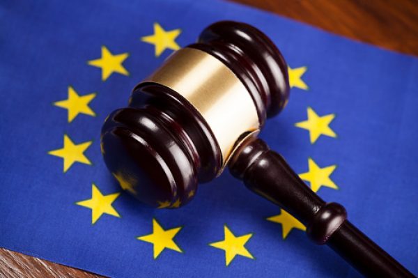 Judge's gavel and EU  flag